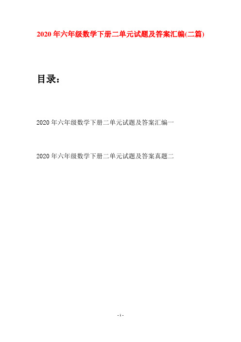 2020年六年级数学下册二单元试题及答案汇编(二篇)