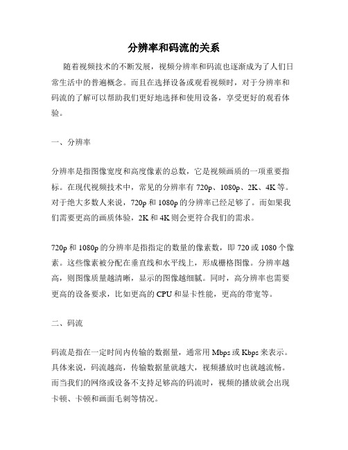 分辨率和码流的关系