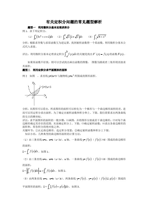 有关定积分问题的常见题型解析(全题型)