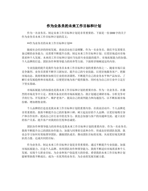 作为业务员的未来工作目标和计划