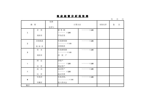 商店经营分析报告表