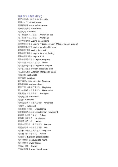 地质学专业英语词汇(DOC)
