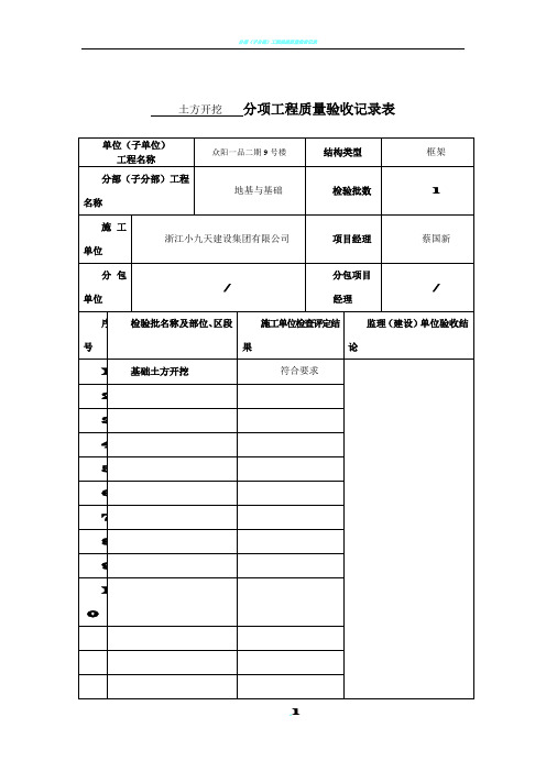 分项工程质量验收记录表(模板)