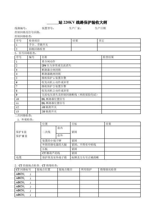 220KV线路保护验收大纲