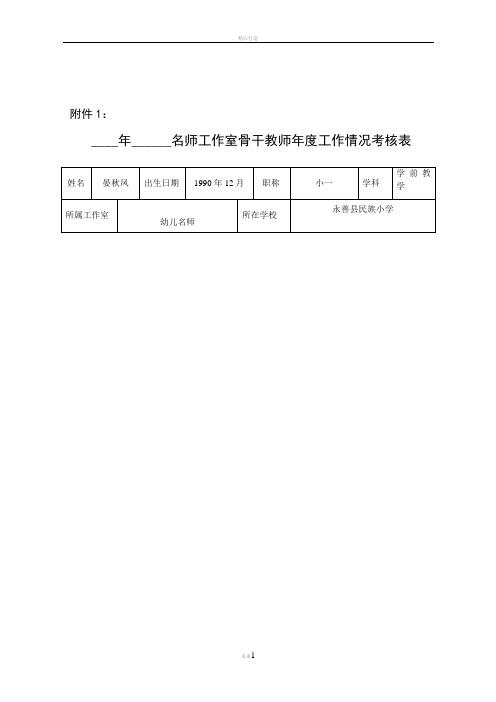 骨干教师成员年度工作考核表 2