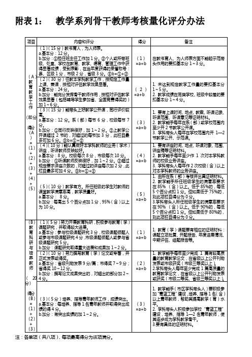 骨干教师考核办法