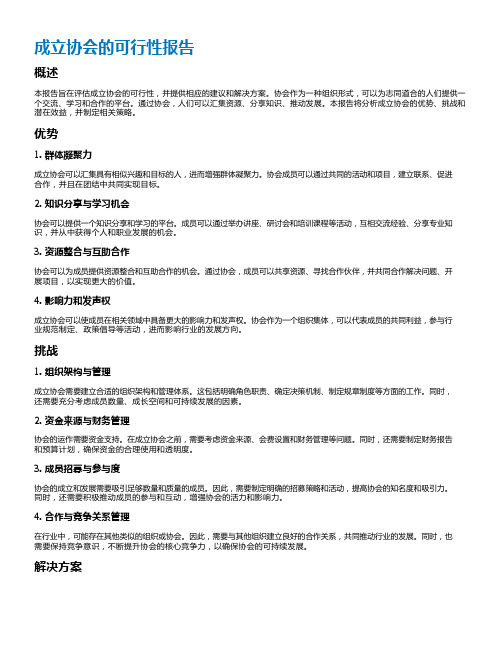 成立 协会的可行性报告