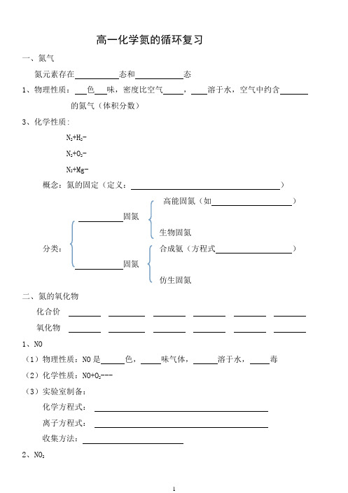 氮的循环复习学案