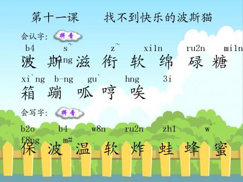 语文S版小学二年级语文下册《找不到快乐的波斯猫》生字词学习