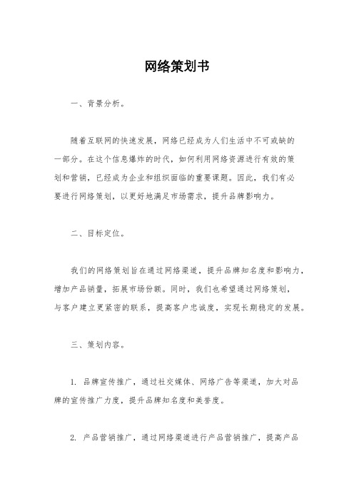 网络策划书