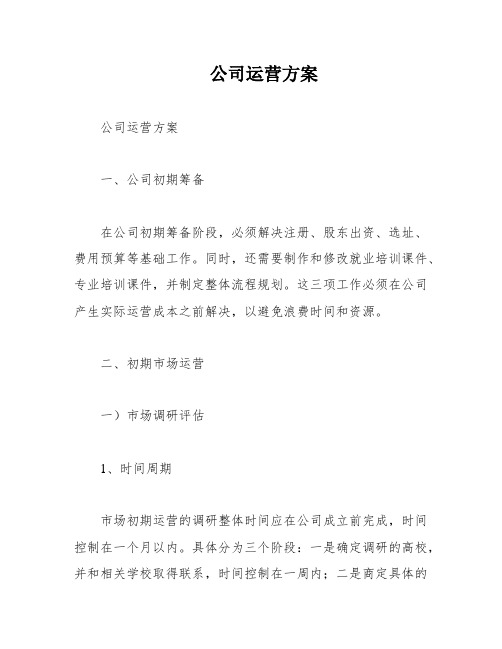 公司运营方案