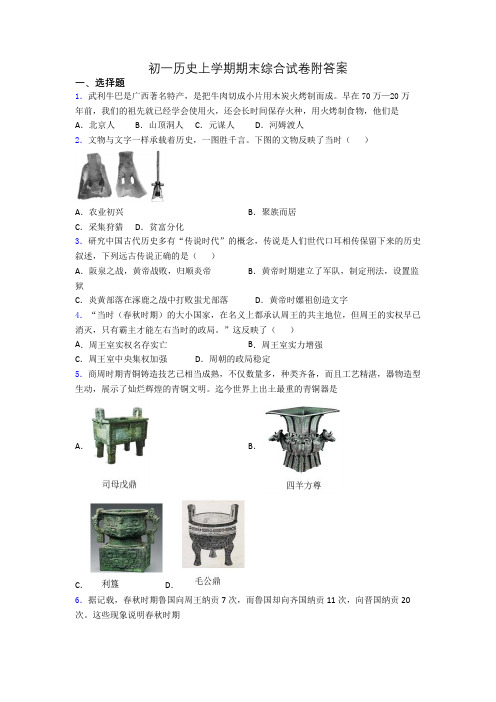 初一历史上学期期末综合试卷附答案