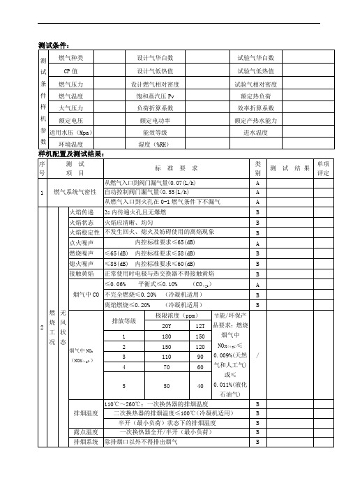 燃气热水器检验报告格式