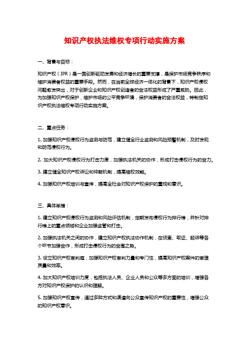 知识产权执法维权专项行动实施方案