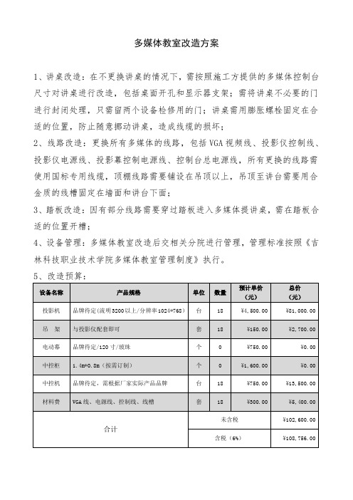 多媒体教室改造方案