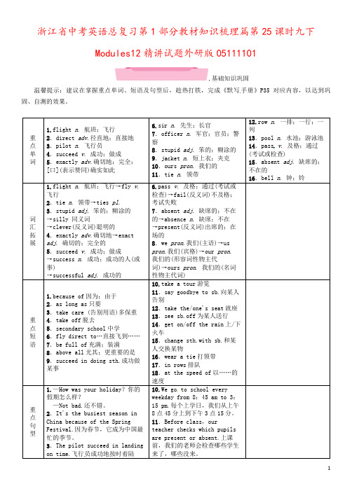 浙江省中考英语总复习第1部分教材知识梳理篇第25课时九下Modules12精讲试题外研版