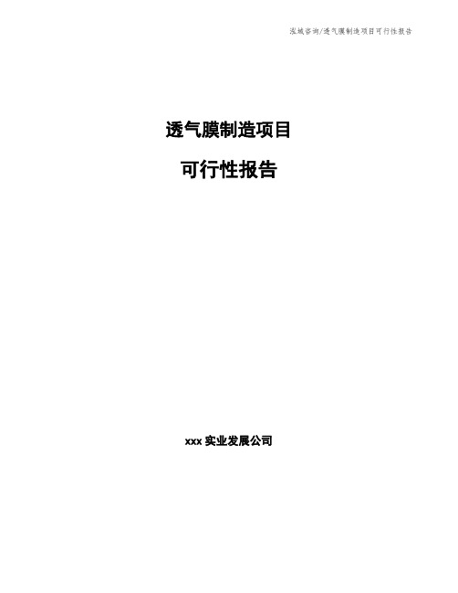 透气膜制造项目可行性报告