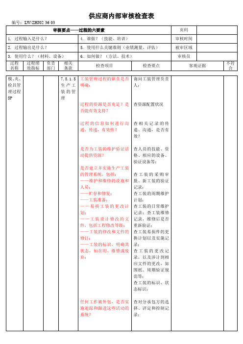 模、夹、检具管理过程(SP)---工艺