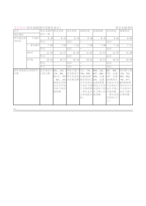 东方时尚班车表详细信息