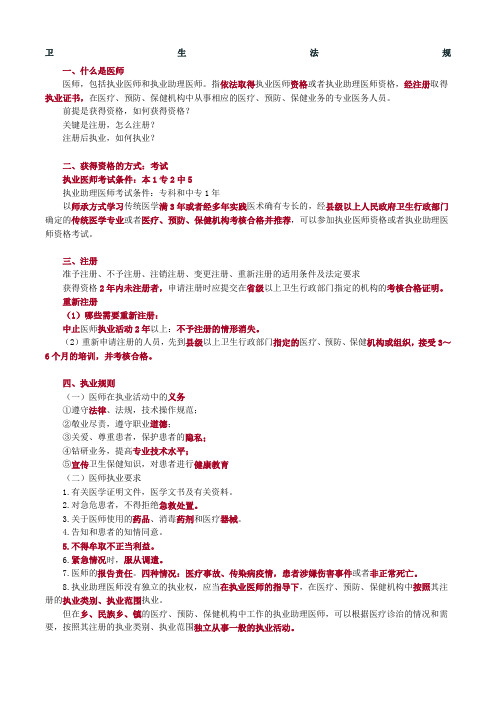 执业医师考试重点卫生法规