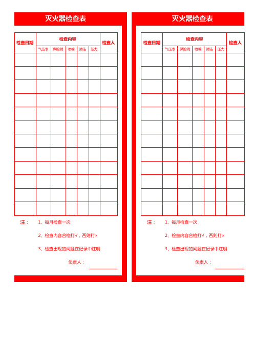 灭火器检查表(完整版)