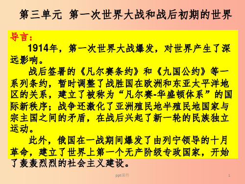 2019春九年级历史下册 第三单元 第一次世界大战和战后初期的世界复习课件 新人教版