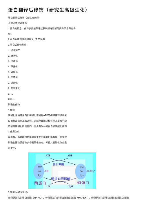 蛋白翻译后修饰(研究生高级生化)