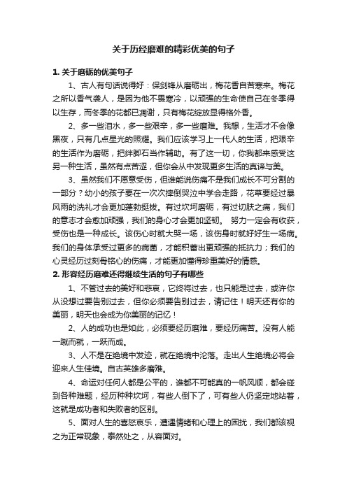 关于历经磨难的精彩优美的句子