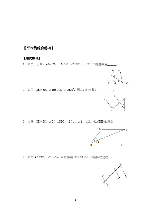 10平行线综合练习培优篇