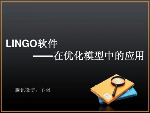 LINGO软件在优化模型中的应用