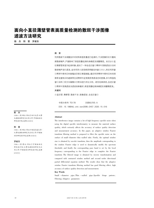 面向小直径薄壁管表面质量检测的散斑干涉图像滤波方法研究