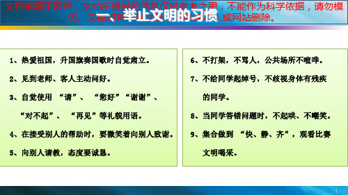 最新小学生十大行为习惯图文宣讲专业知识讲座