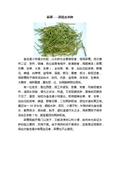 麻黄----消肾炎水肿