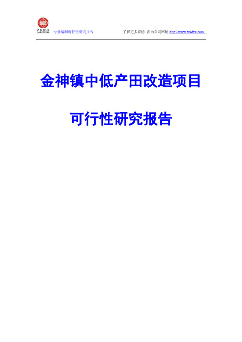 金神镇中低产田改造项目可行性研究报告