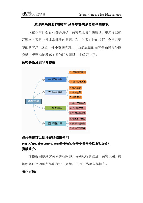 顾客关系要怎样维护？分享顾客关系思维导图模板--迅捷思维导图