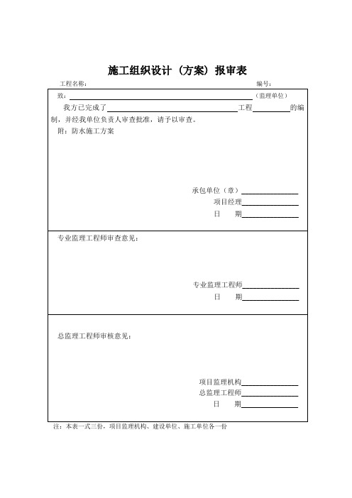 施工组织设计 (方案) 报审表