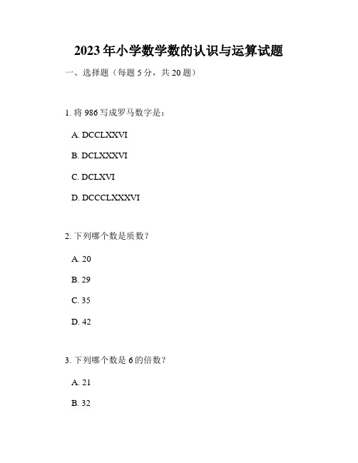 2023年小学数学数的认识与运算试题