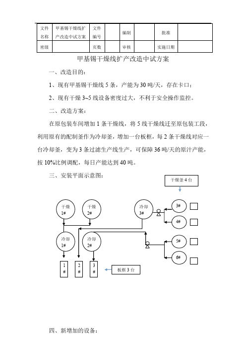 甲基锡干燥线扩产改造中试方案