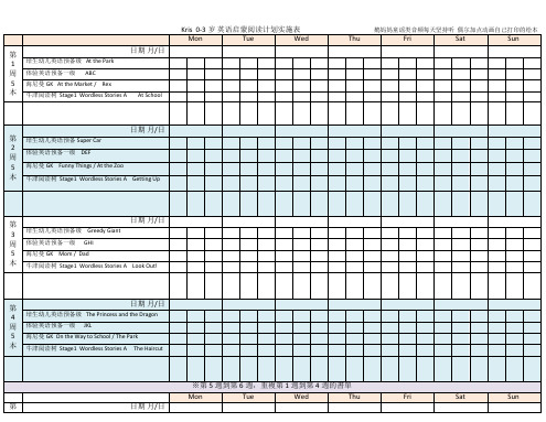 Kris 0-3岁英文阅读计划实施表