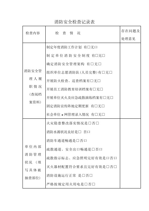 消防安全检查记录表