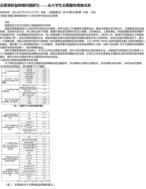 志愿者权益保障问题研究——从大学生志愿服务视角出发