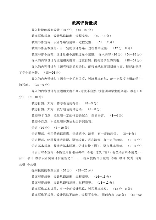 教案评价量规