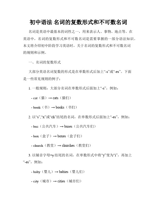 初中语法 名词的复数形式和不可数名词