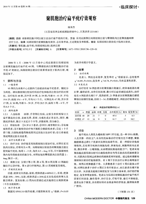 聚肌胞治疗扁平疣疗效观察