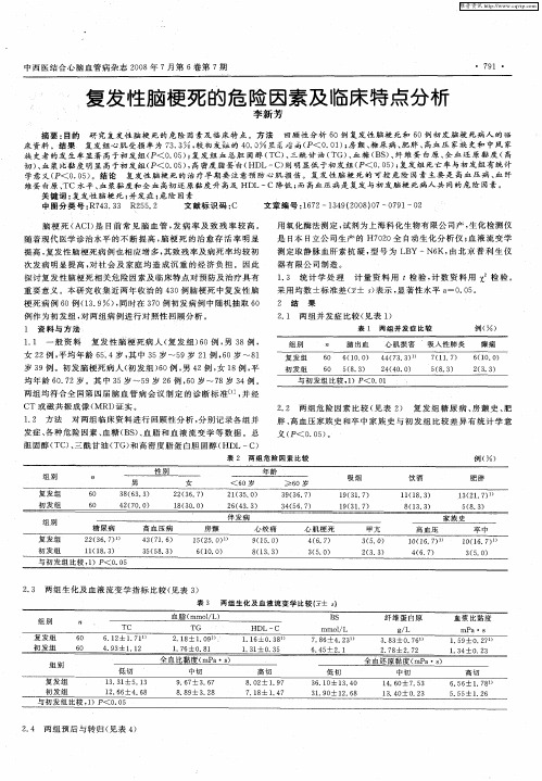 复发性脑梗死的危险因素及临床特点分析