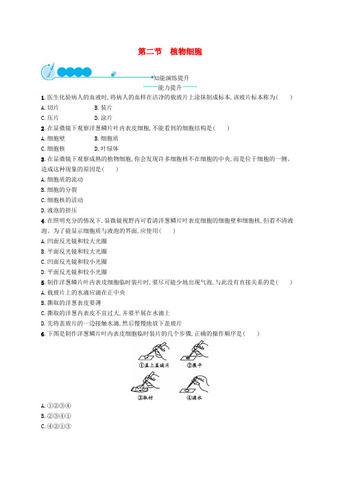 七年级生物上册2.1.2植物细胞课后习题(新版)新人教版