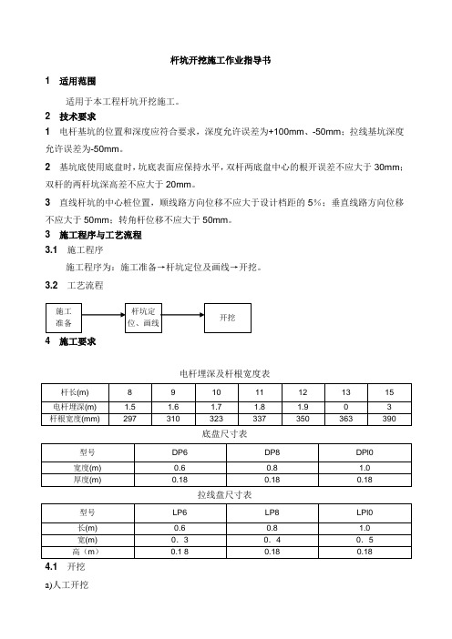 杆坑开挖施工作业指导书