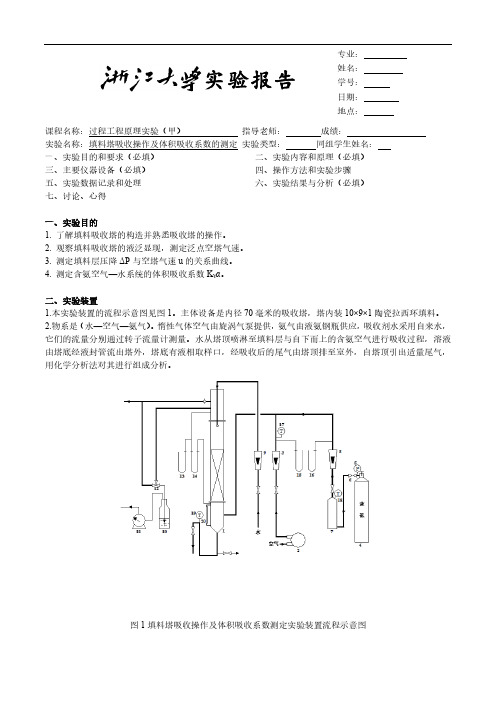 填料塔吸收操作及体积吸收系数的测定