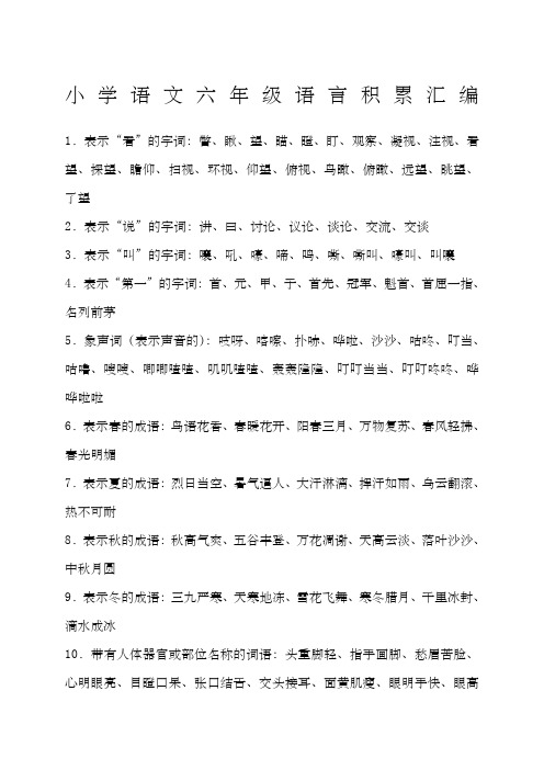 人教版小学六年级语文毕业总复习知识点