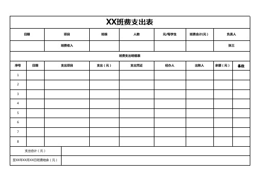 班费支出表EXCEL模板